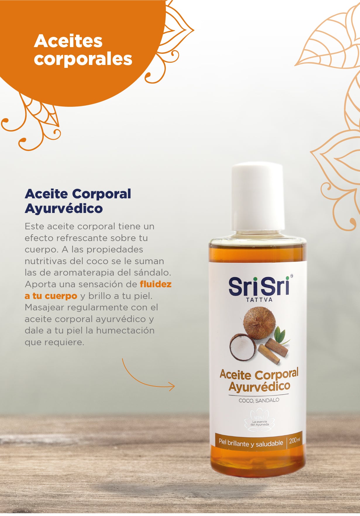 Aceite Corporal Ayurvédico con Coco y Sándalo - 200 ml