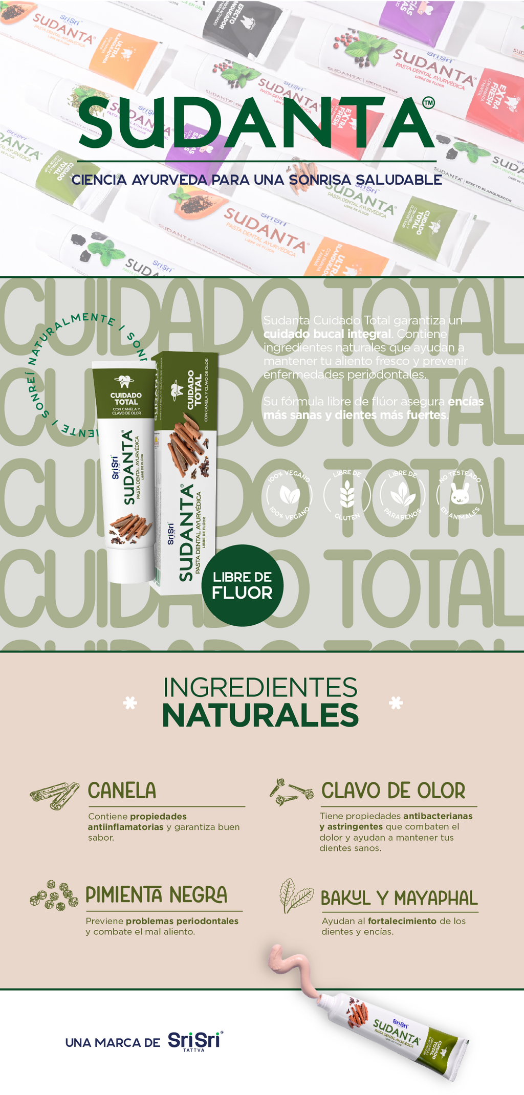 Cuidado Total  - Pasta Dental Ayurvédica - 2 unidades de 50g