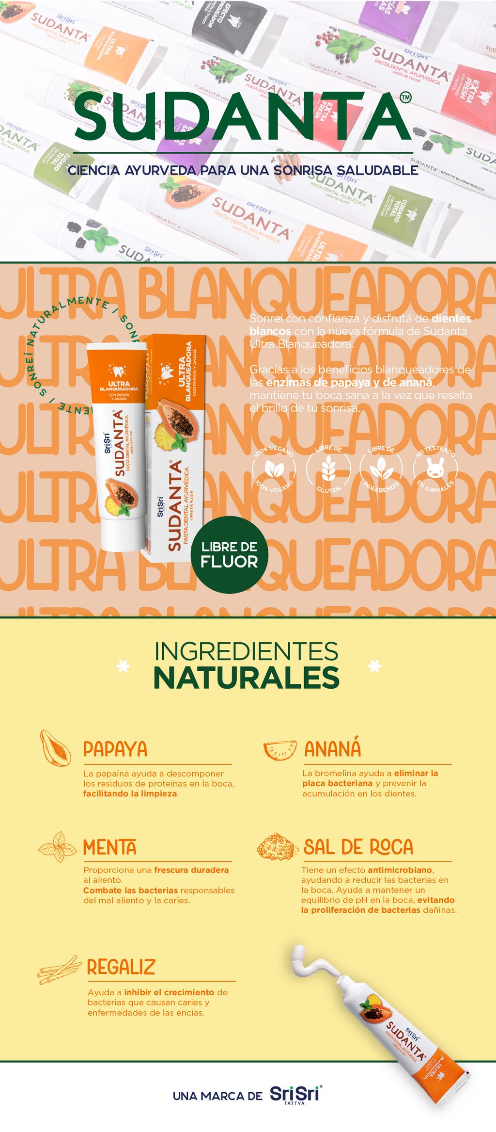 Ultra Blanqueadora  - Pasta Dental Ayurvédica - 2x50gr