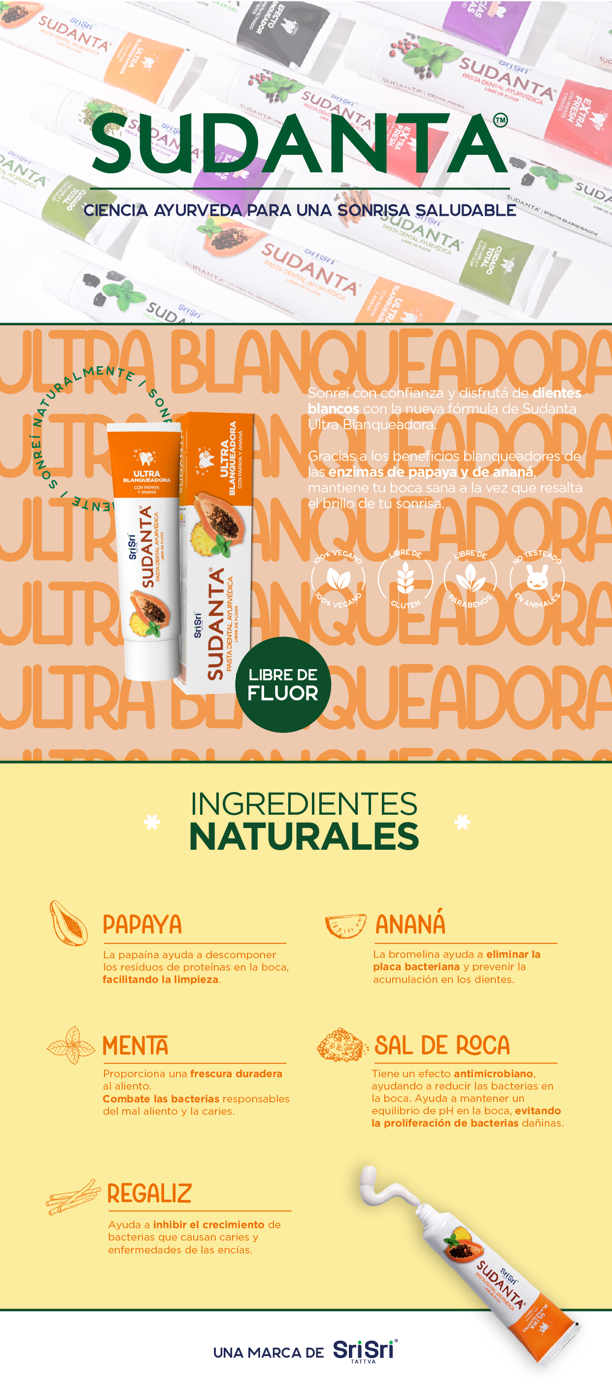 Ultra Blanqueadora  - Pasta Dental Ayurvédica - 2x50gr